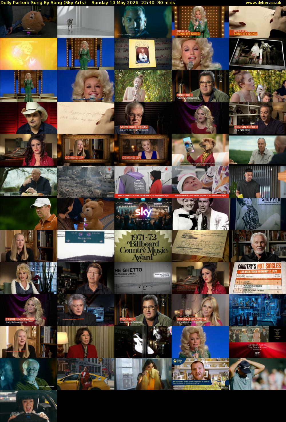 Dolly Parton: Song By Song (Sky Arts) Sunday 10 May 2026 22:40 - 23:10