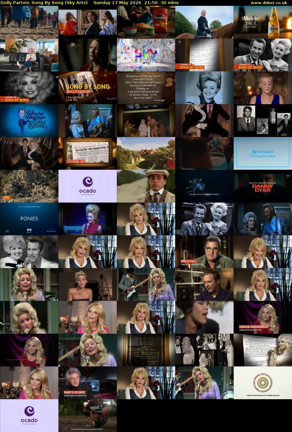 Dolly Parton: Song By Song (Sky Arts) Sunday 17 May 2026 21:50 - 22:20
