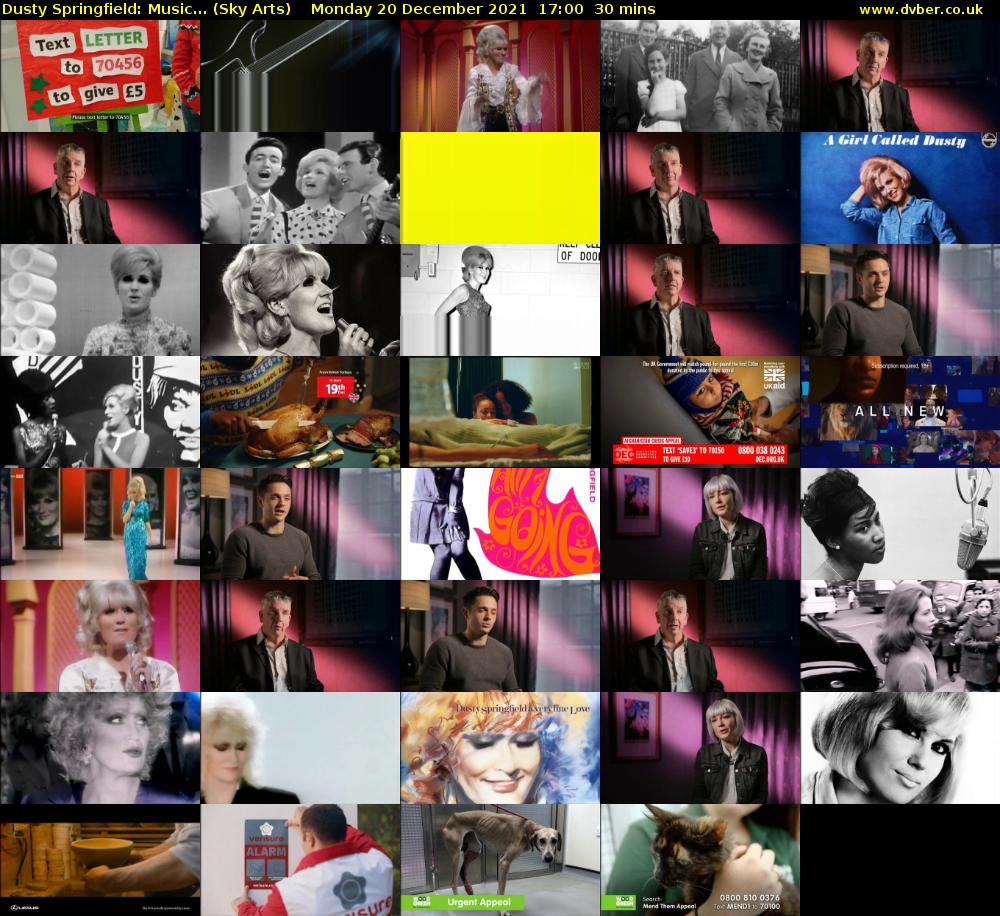 Dusty Springfield: Music... (Sky Arts) Monday 20 December 2021 17:00 - 17:30