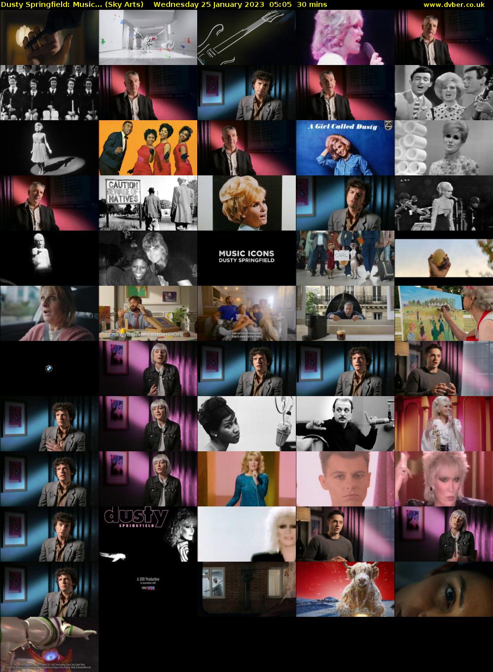 Dusty Springfield: Music... (Sky Arts) Wednesday 25 January 2023 05:05 - 05:35