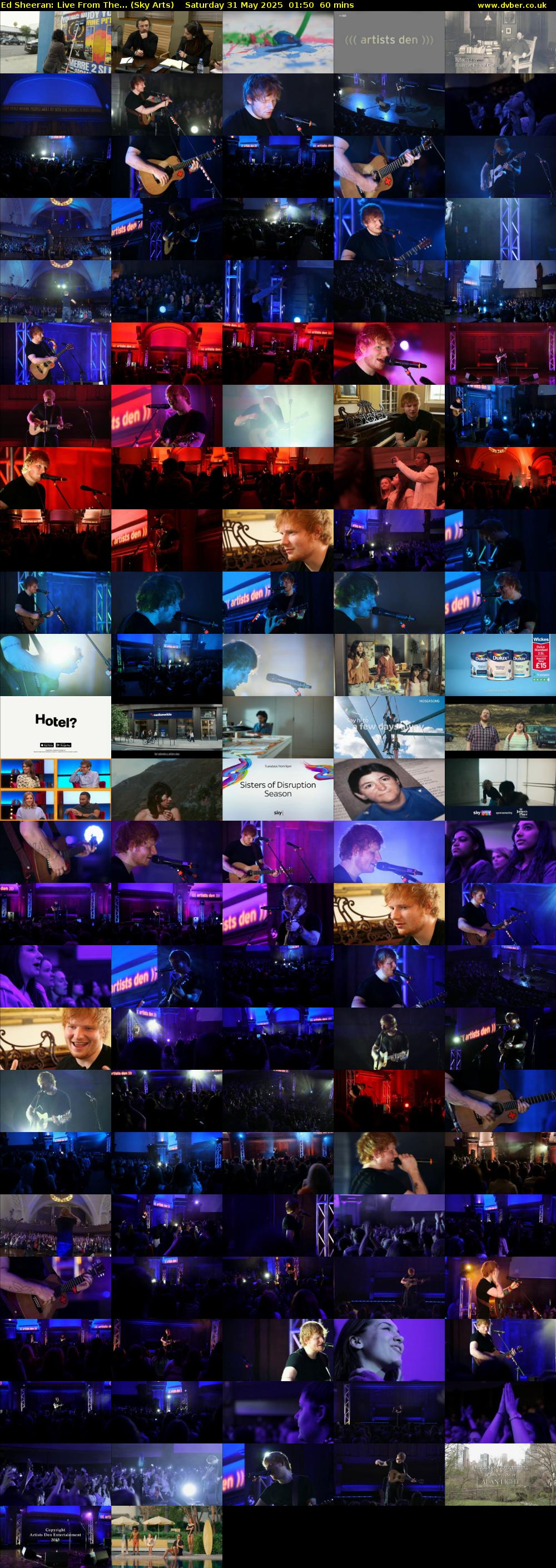 Ed Sheeran: Live From The... (Sky Arts) Saturday 31 May 2025 01:50 - 02:50
