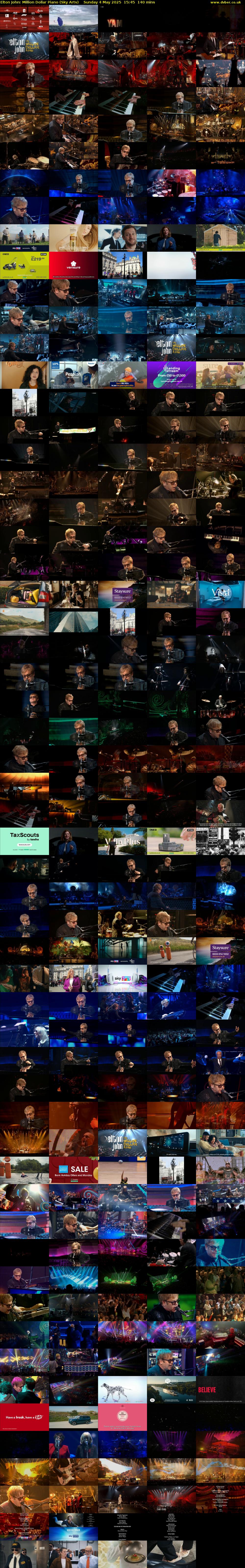 Elton John: Million Dollar Piano (Sky Arts) Sunday 4 May 2025 15:45 - 18:05