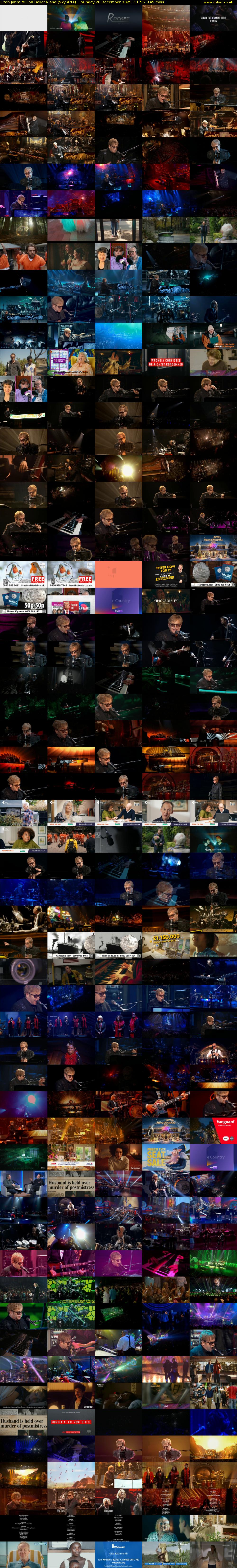 Elton John: Million Dollar Piano (Sky Arts) Sunday 28 December 2025 11:55 - 14:20