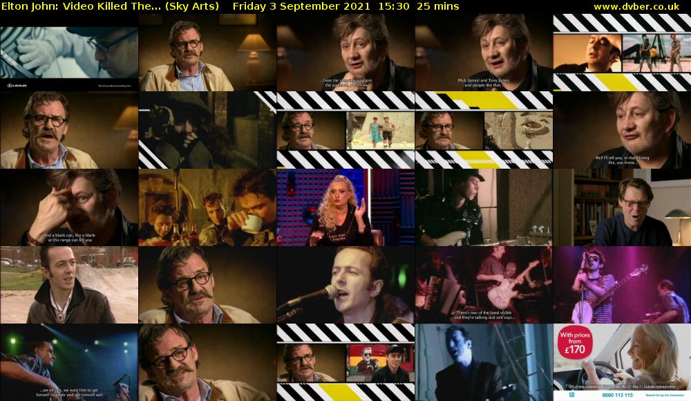 Elton John: Video Killed The... (Sky Arts) Friday 3 September 2021 16:30 - 16:55