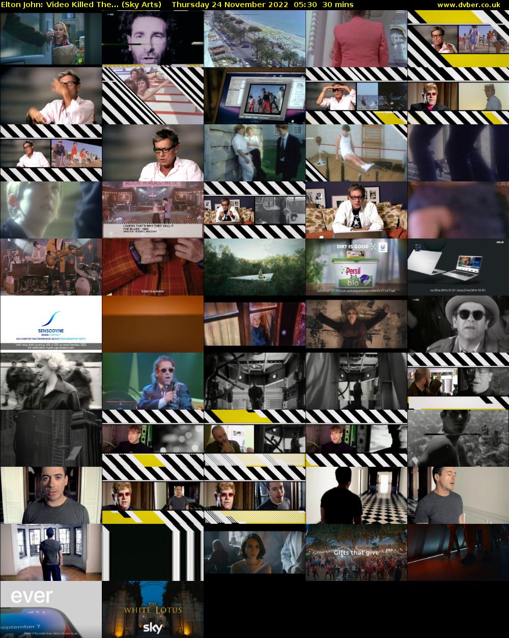Elton John: Video Killed The... (Sky Arts) Thursday 24 November 2022 05:30 - 06:00