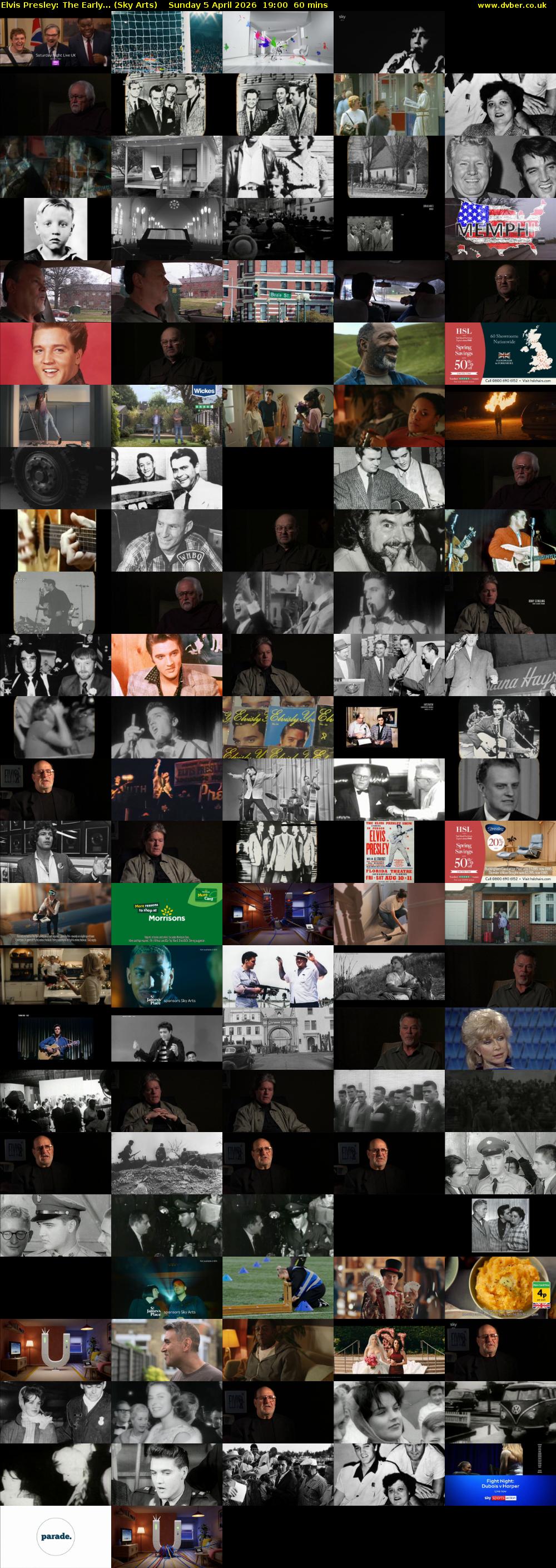 Elvis Presley: The Early... (Sky Arts) Sunday 5 April 2026 19:00 - 20:00