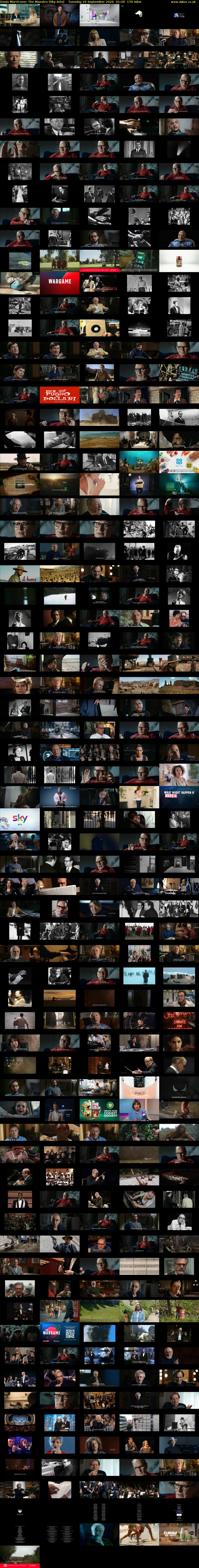 Ennio Morricone: The Maestro (Sky Arts) Tuesday 29 September 2026 01:20 - 04:10