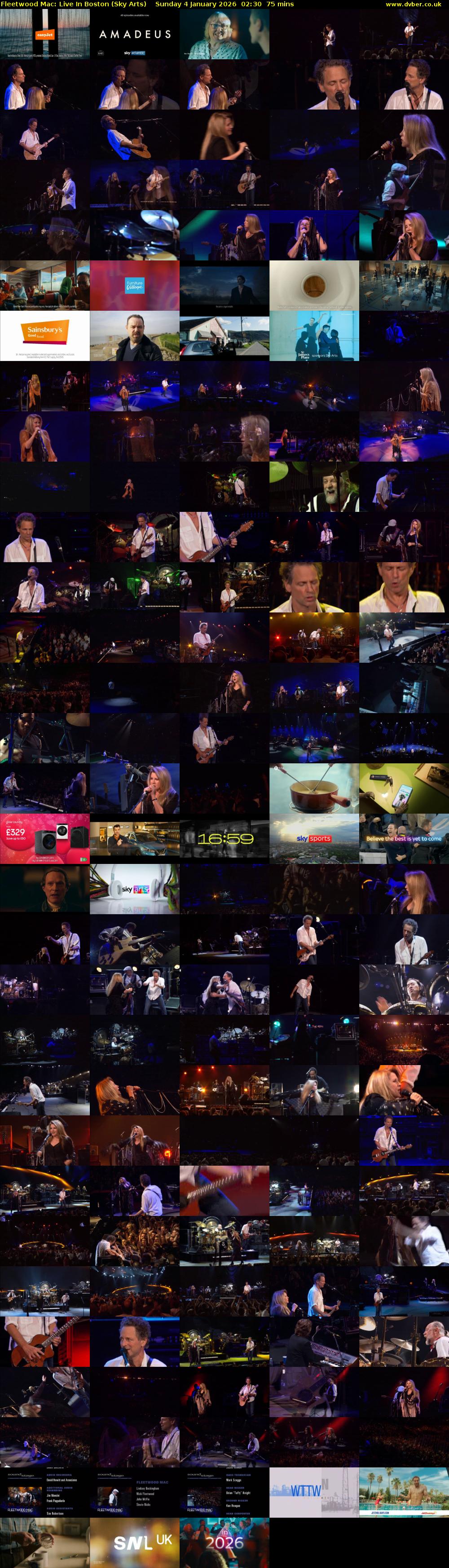Fleetwood Mac: Live In Boston (Sky Arts) Sunday 4 January 2026 02:30 - 03:45