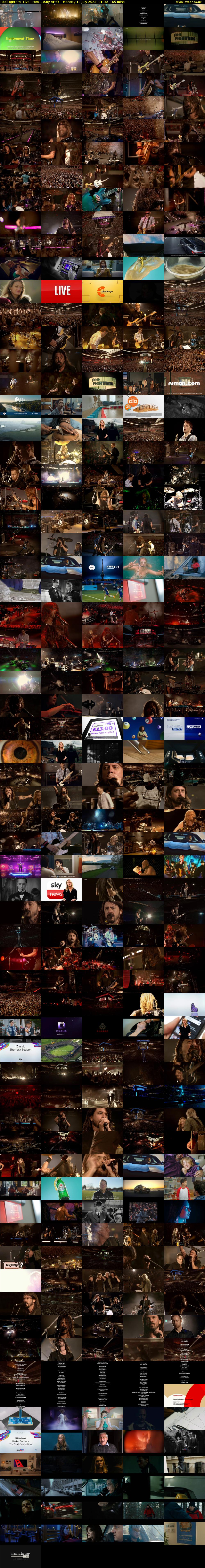 Foo Fighters: Live From... (Sky Arts) Monday 10 July 2023 01:30 - 04:15
