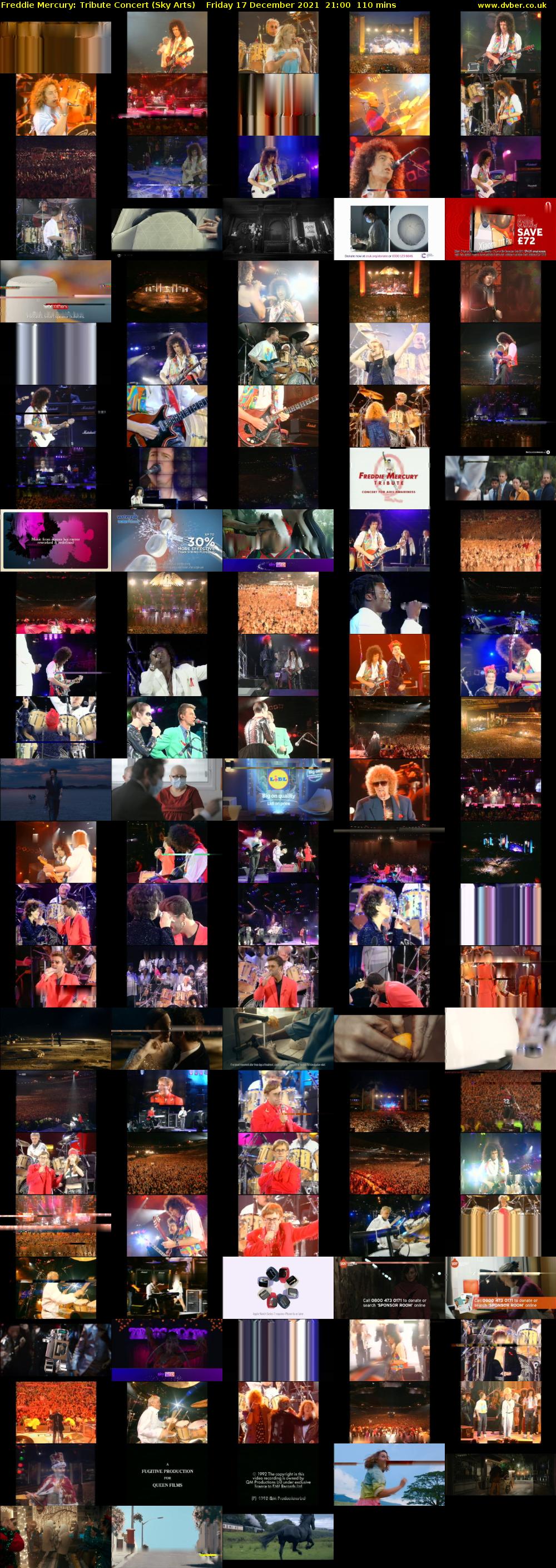 Freddie Mercury: Tribute Concert (Sky Arts) Friday 17 December 2021 21:00 - 22:50