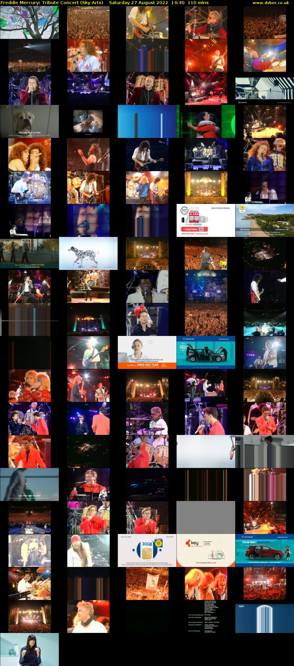Freddie Mercury: Tribute Concert (Sky Arts) Saturday 27 August 2022 14:40 - 16:30