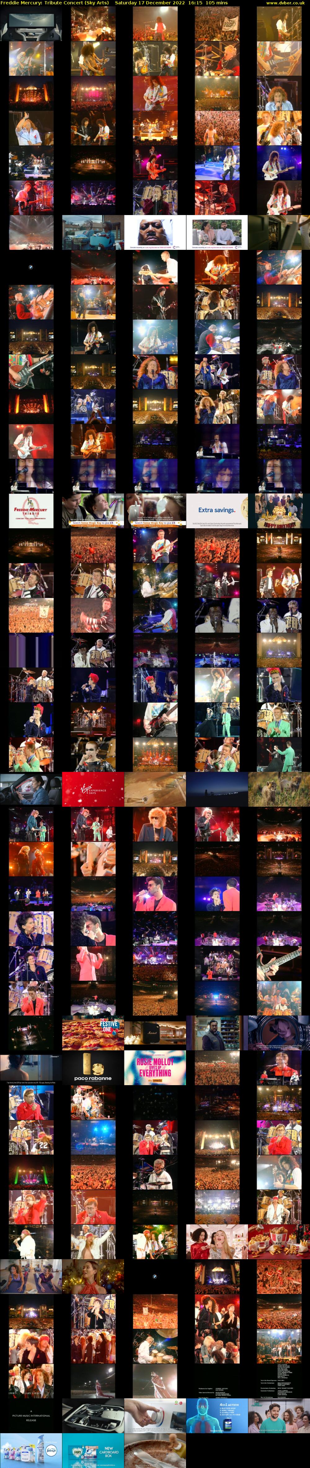 Freddie Mercury: Tribute Concert (Sky Arts) Saturday 17 December 2022 16:15 - 18:00