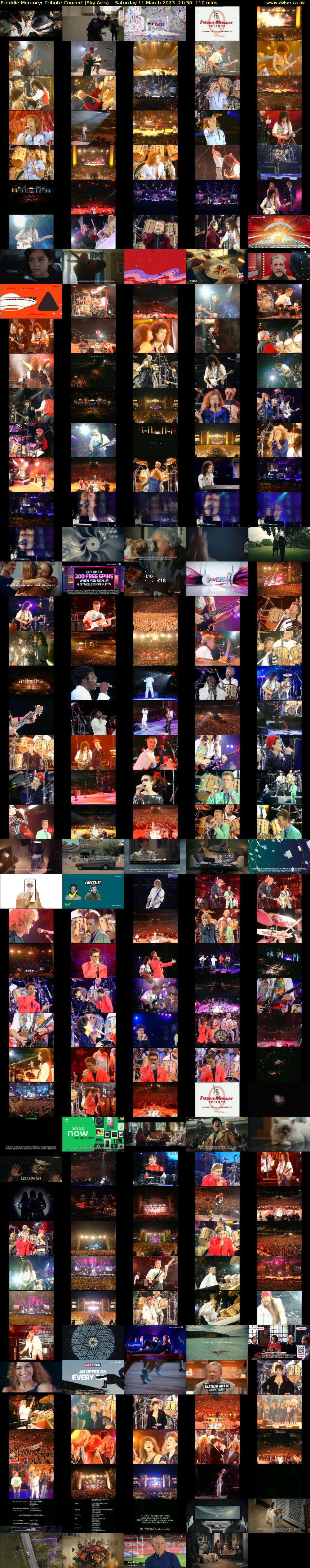 Freddie Mercury: Tribute Concert (Sky Arts) Saturday 11 March 2023 21:30 - 23:20