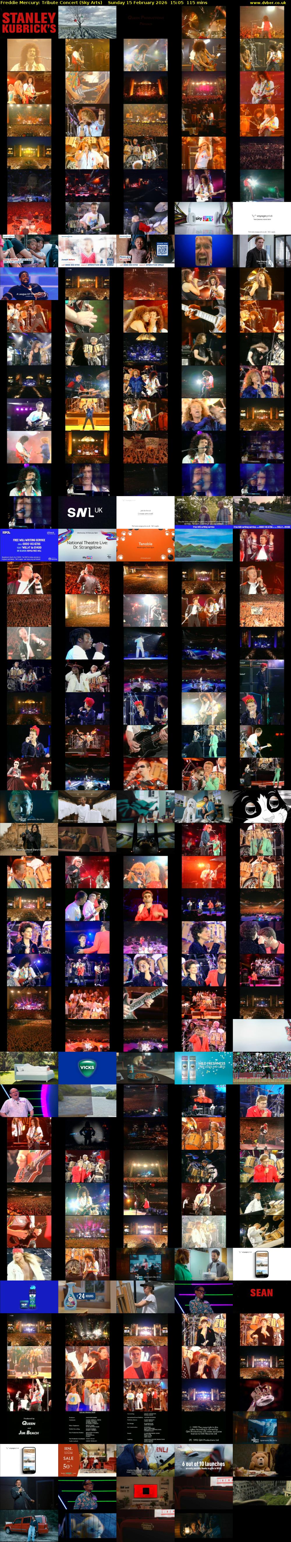 Freddie Mercury: Tribute Concert (Sky Arts) Sunday 15 February 2026 15:05 - 17:00