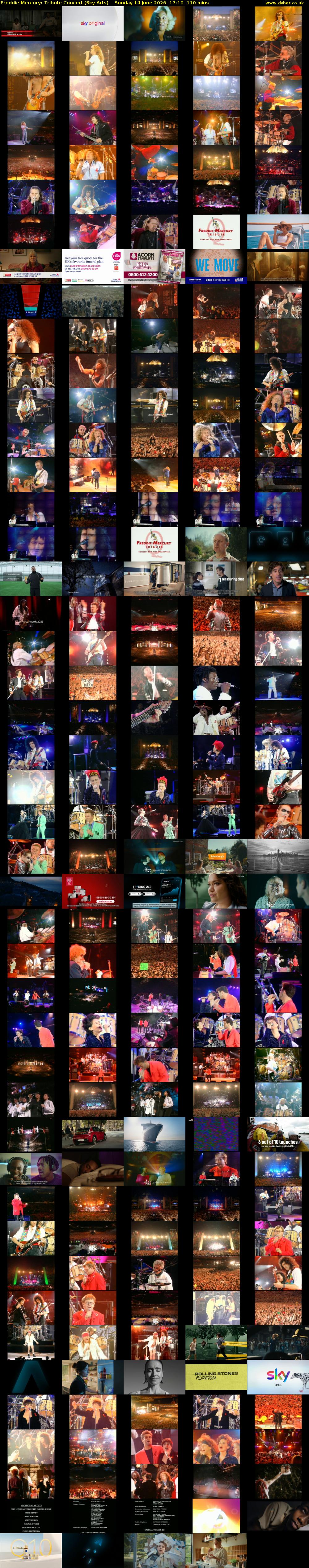 Freddie Mercury: Tribute Concert (Sky Arts) Sunday 14 June 2026 17:10 - 19:00