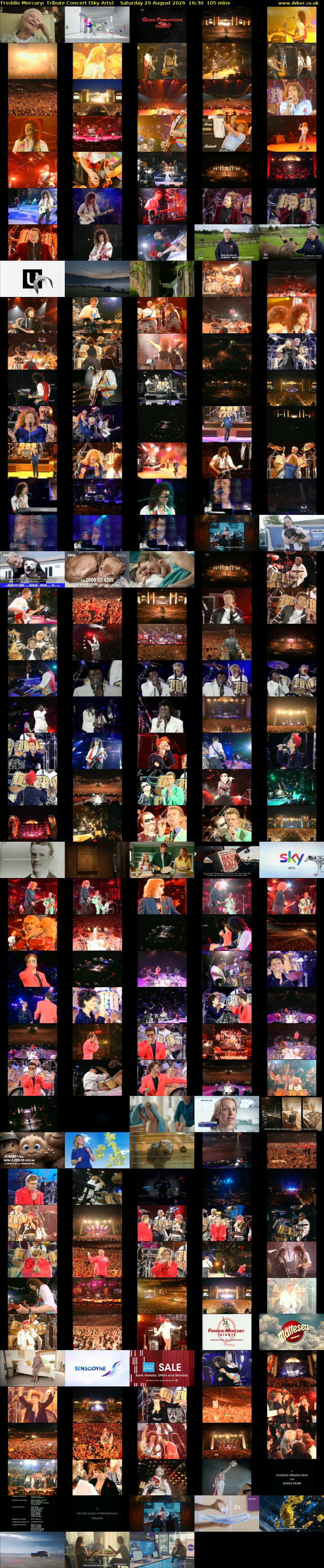 Freddie Mercury: Tribute Concert (Sky Arts) Saturday 29 August 2026 16:30 - 18:15