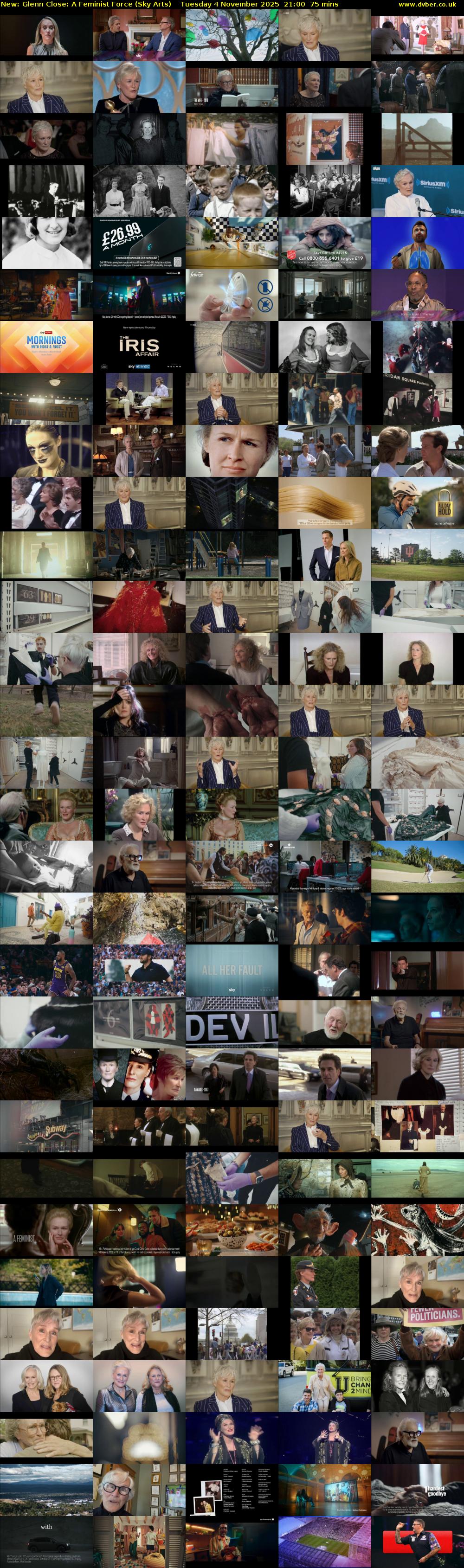 Glenn Close: A Feminist Force (Sky Arts) Tuesday 4 November 2025 21:00 - 22:15