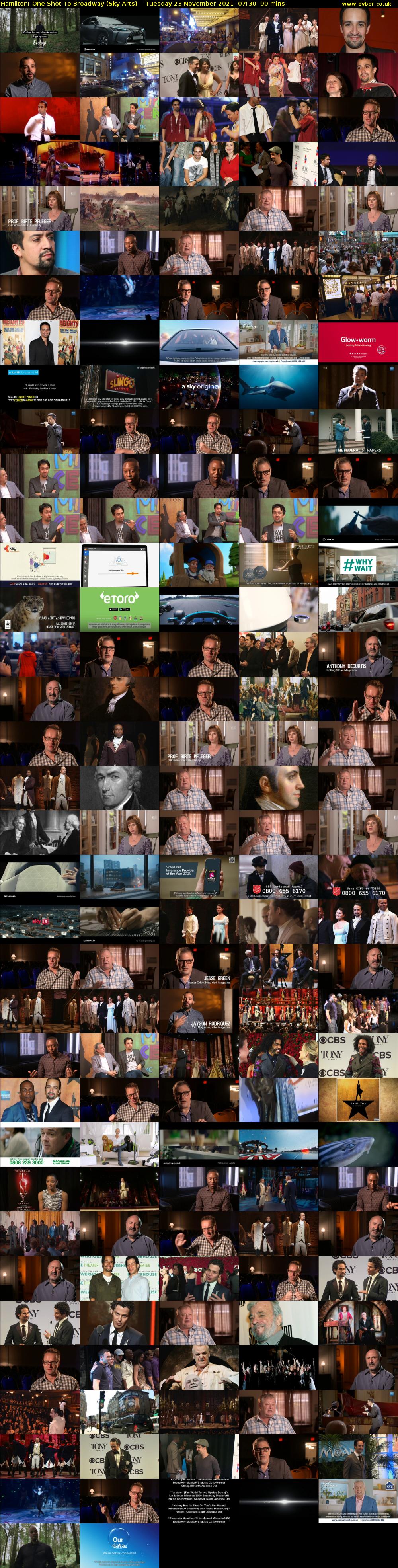 Hamilton: One Shot To Broadway (Sky Arts) Tuesday 23 November 2021 07:30 - 09:00