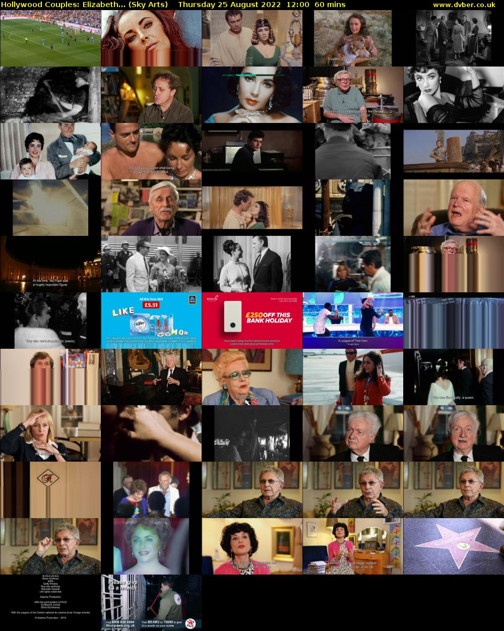 Hollywood Couples: Elizabeth... (Sky Arts) Thursday 25 August 2022 12:00 - 13:00