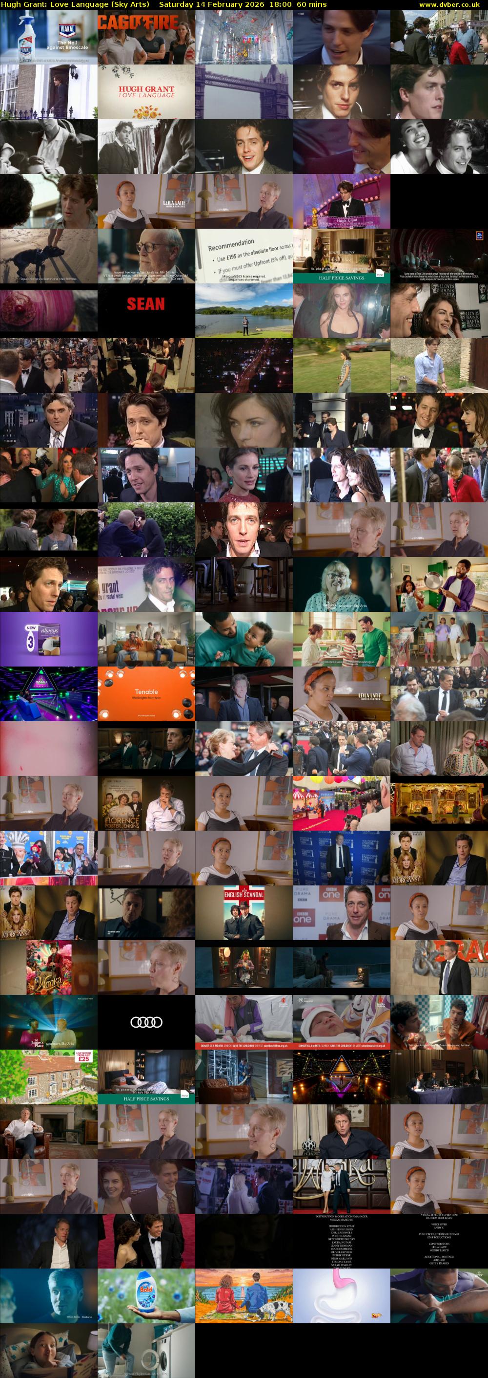 Hugh Grant: Love Language (Sky Arts) Saturday 14 February 2026 18:00 - 19:00