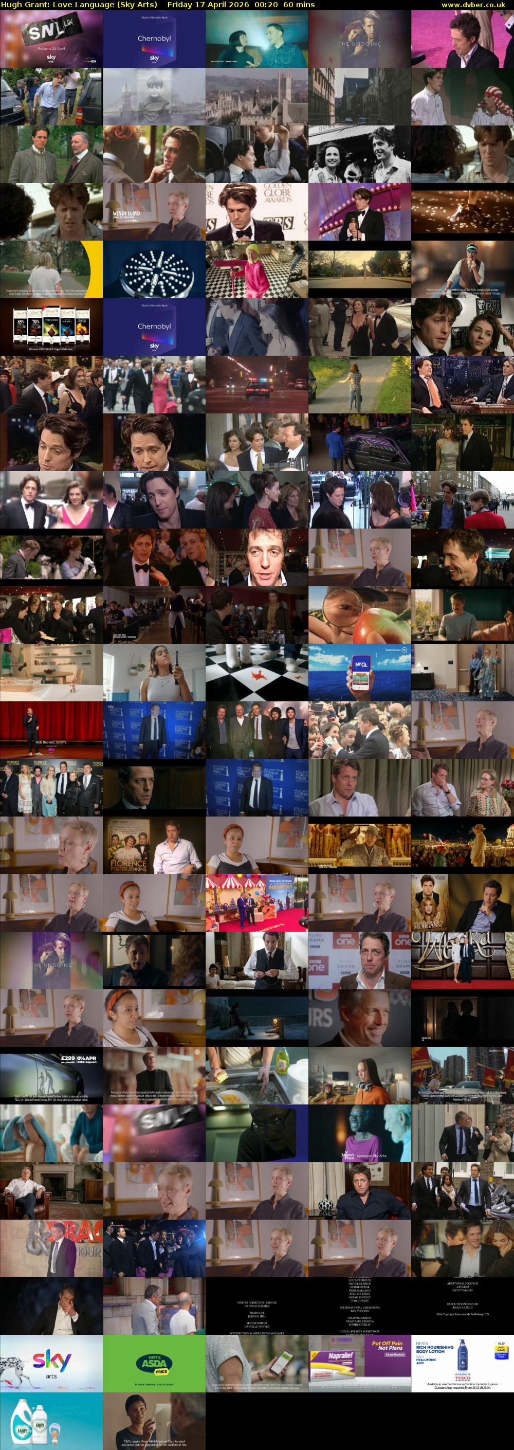 Hugh Grant: Love Language (Sky Arts) Friday 17 April 2026 00:20 - 01:20
