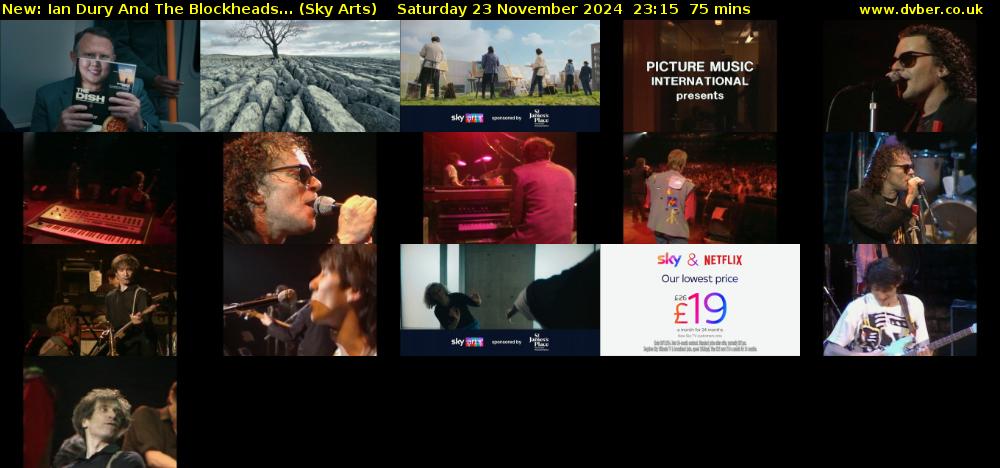 Ian Dury And The Blockheads... (Sky Arts) Saturday 23 November 2024 23:15 - 00:30