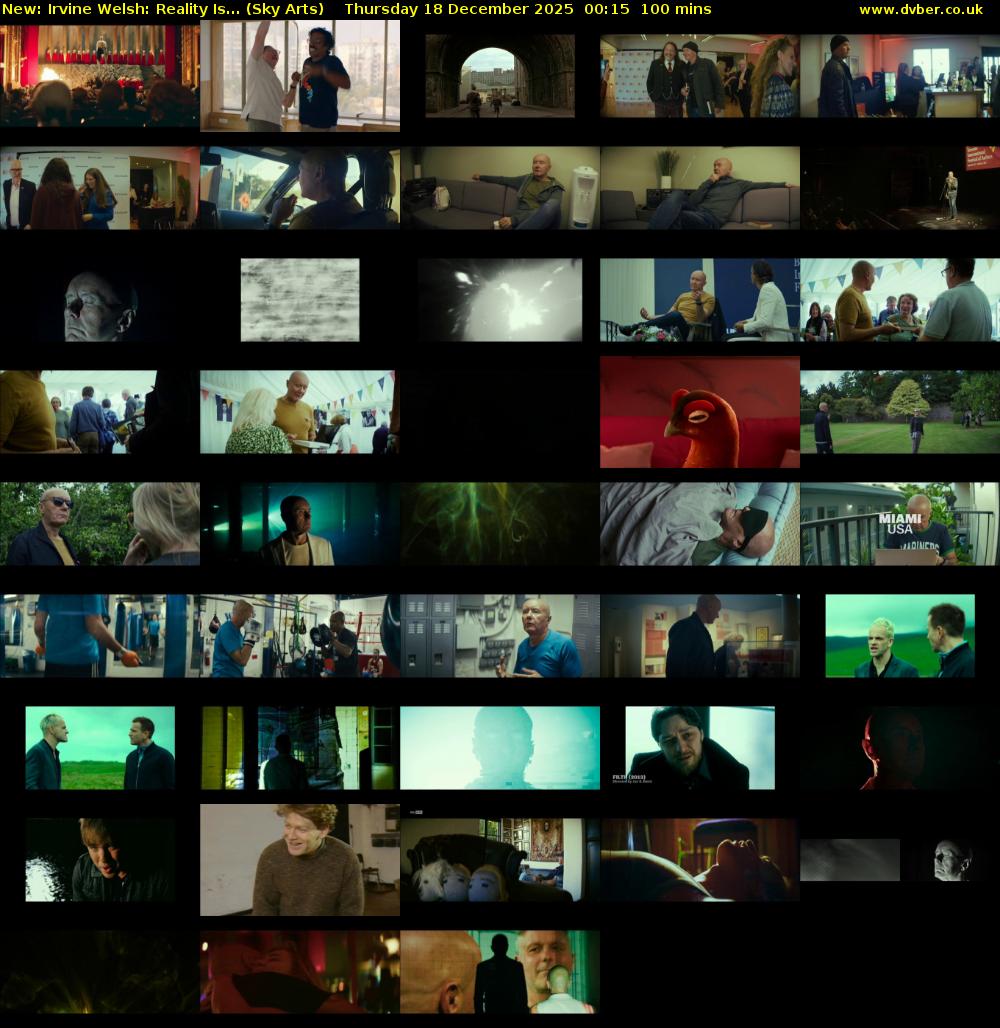 Irvine Welsh: Reality Is... (Sky Arts) Thursday 18 December 2025 00:15 - 01:55
