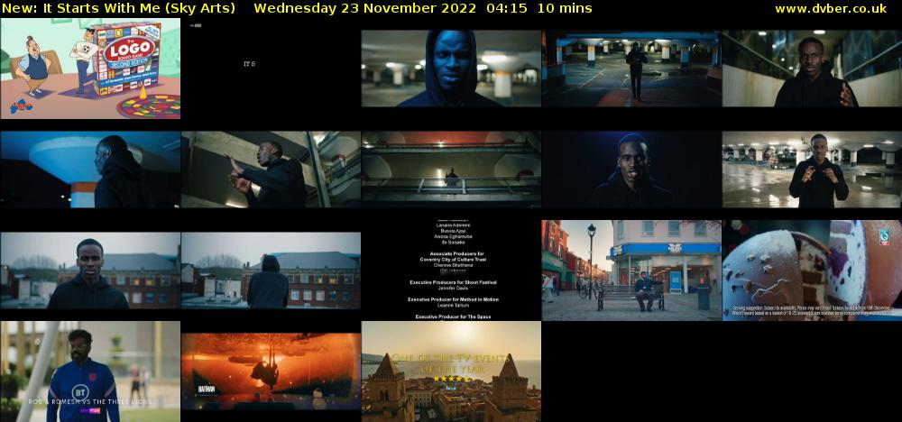 It Starts With Me (Sky Arts) Wednesday 23 November 2022 04:15 - 04:25