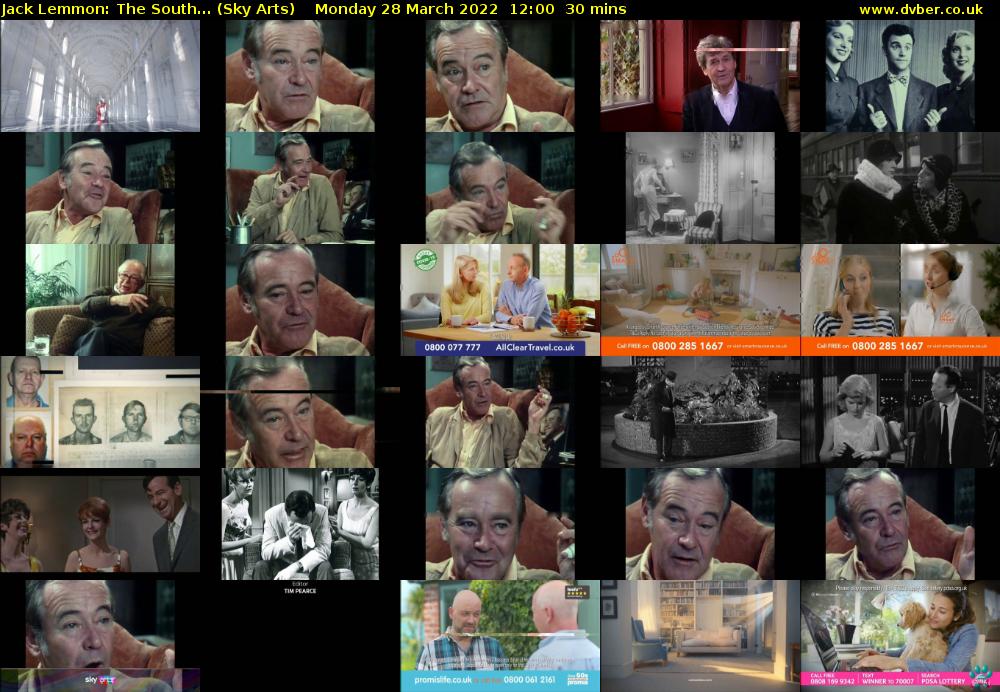 Jack Lemmon: The South... (Sky Arts) Monday 28 March 2022 12:00 - 12:30