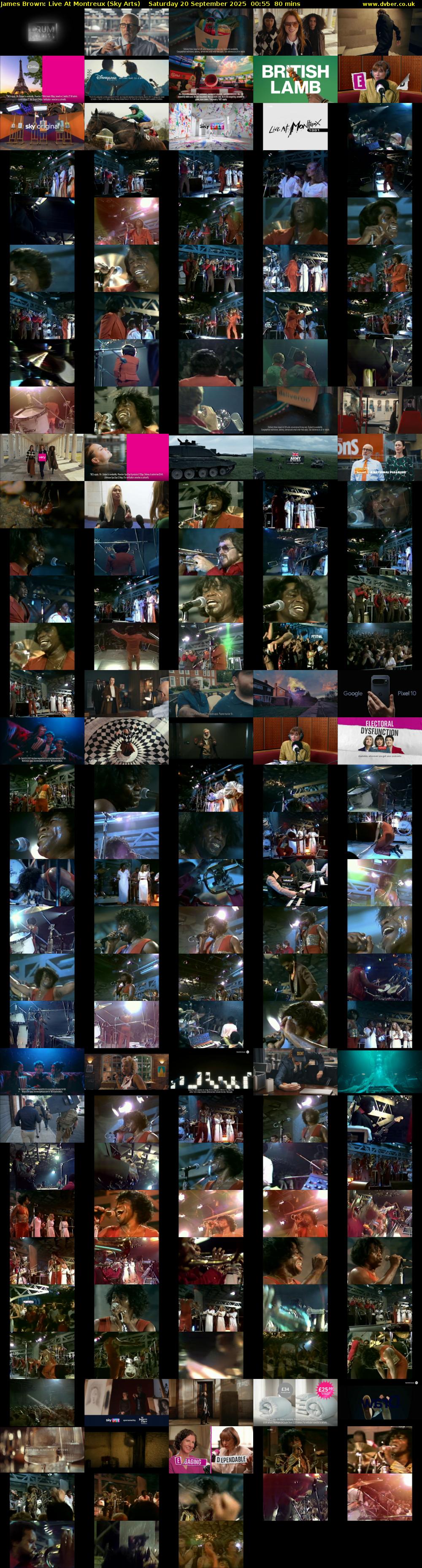 James Brown: Live At Montreux (Sky Arts) Saturday 20 September 2025 00:55 - 02:15