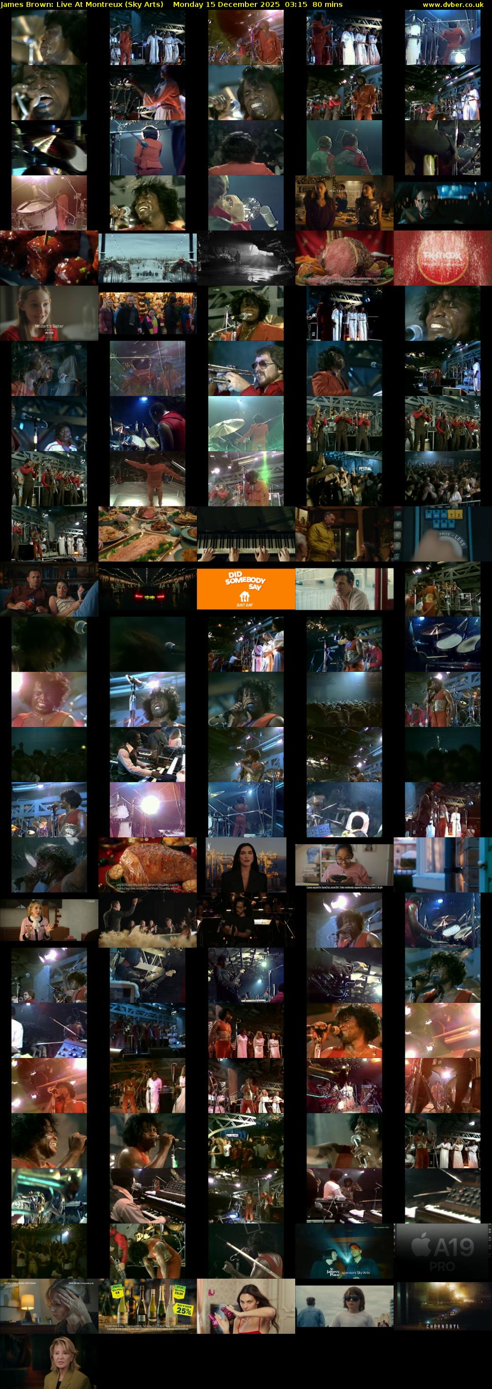 James Brown: Live At Montreux (Sky Arts) Monday 15 December 2025 03:15 - 04:35