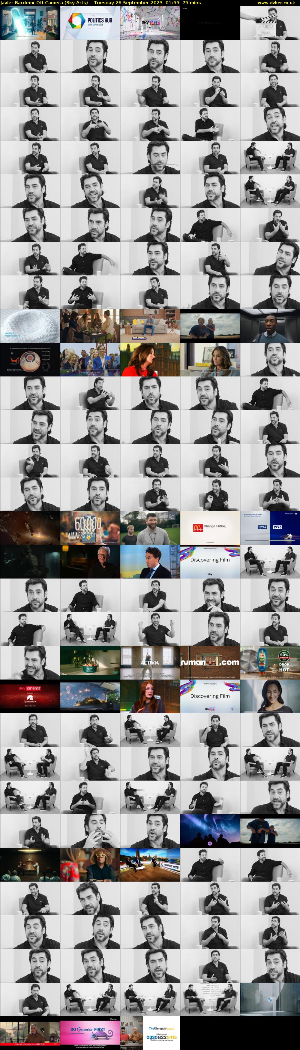Javier Bardem: Off Camera (Sky Arts) Tuesday 26 September 2023 01:55 - 03:10