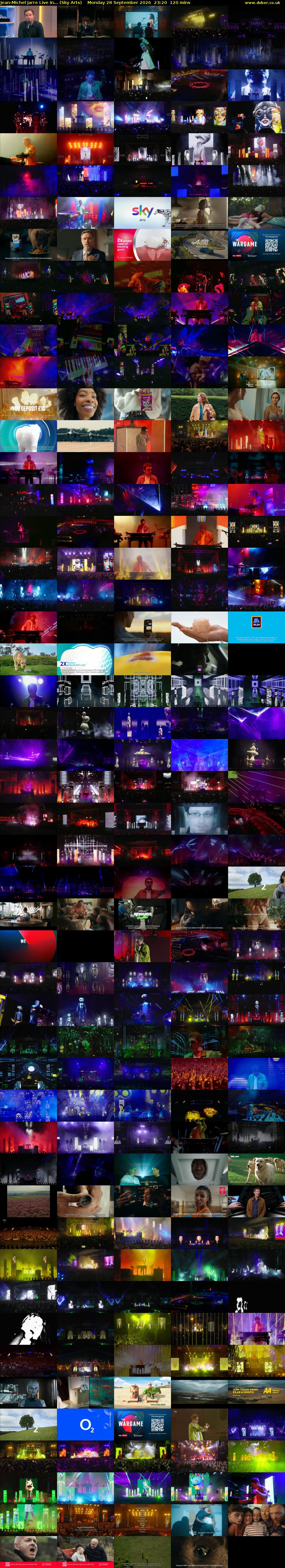 Jean-Michel Jarre Live In... (Sky Arts) Monday 28 September 2026 23:20 - 01:20