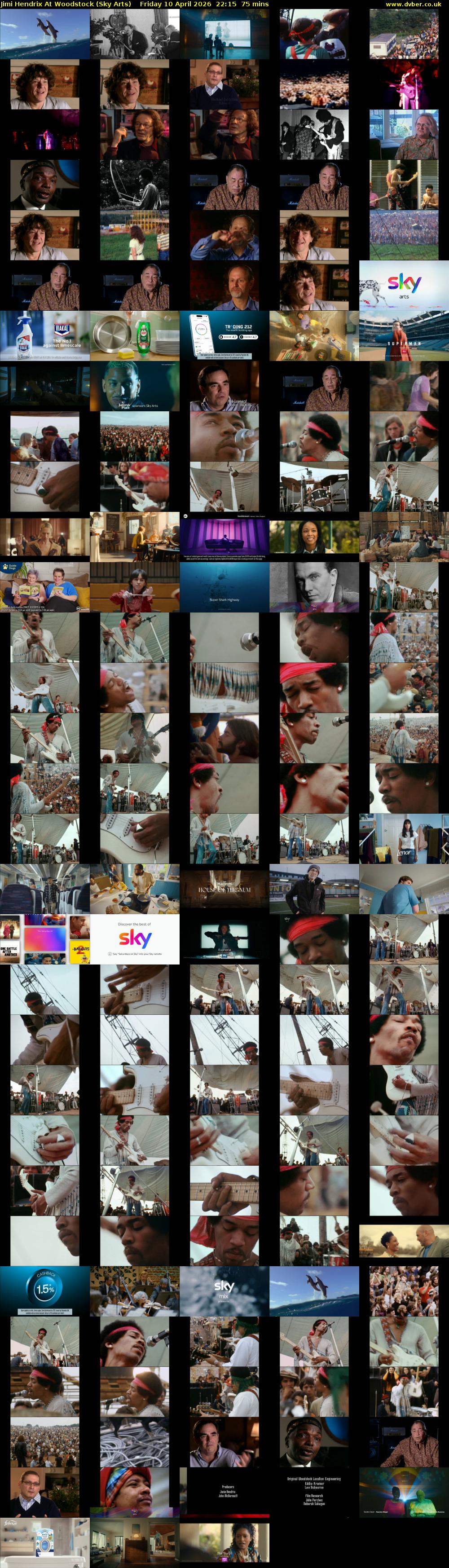 Jimi Hendrix At Woodstock (Sky Arts) Friday 10 April 2026 22:15 - 23:30