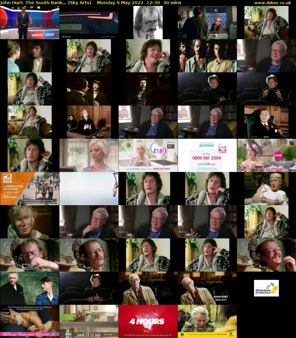 John Hurt: The South Bank... (Sky Arts) Monday 9 May 2022 12:30 - 13:00