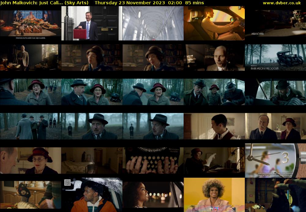 John Malkovich: Just Call... (Sky Arts) Thursday 23 November 2023 02:00 - 03:25