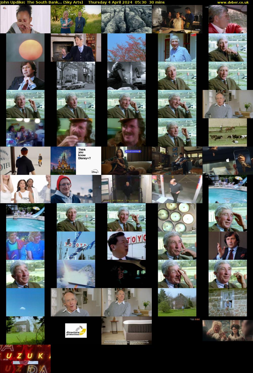 John Updike: The South Bank... (Sky Arts) Thursday 4 April 2024 05:30 - 06:00
