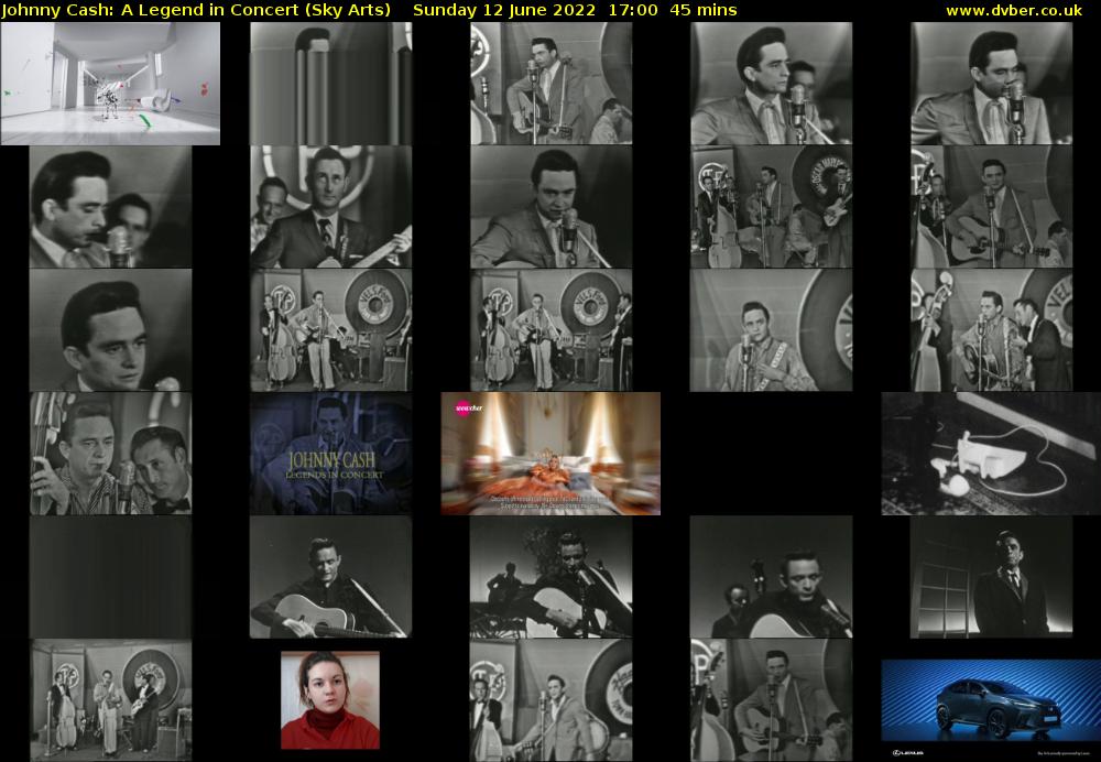 Johnny Cash: A Legend in Concert (Sky Arts) Sunday 12 June 2022 17:00 - 17:45