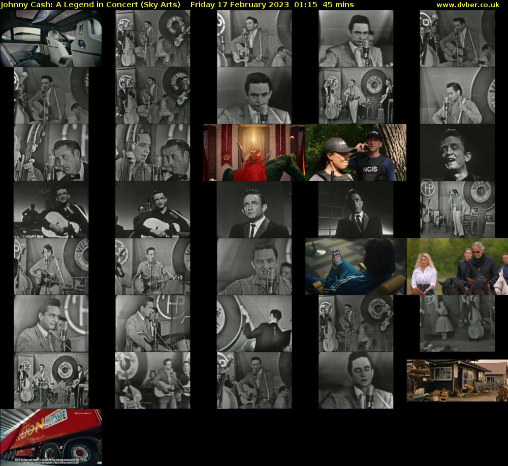 Johnny Cash: A Legend in Concert (Sky Arts) Friday 17 February 2023 01:15 - 02:00