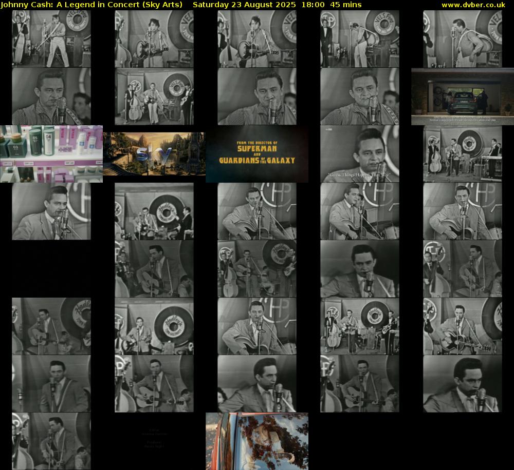 Johnny Cash: A Legend in Concert (Sky Arts) Saturday 23 August 2025 18:00 - 18:45