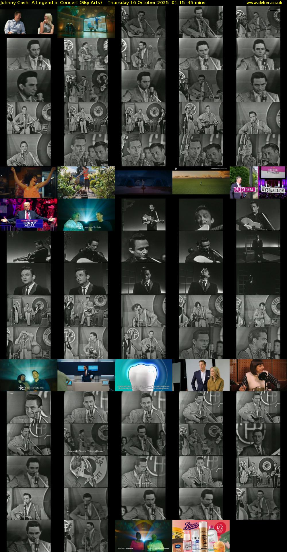 Johnny Cash: A Legend in Concert (Sky Arts) Thursday 16 October 2025 01:15 - 02:00