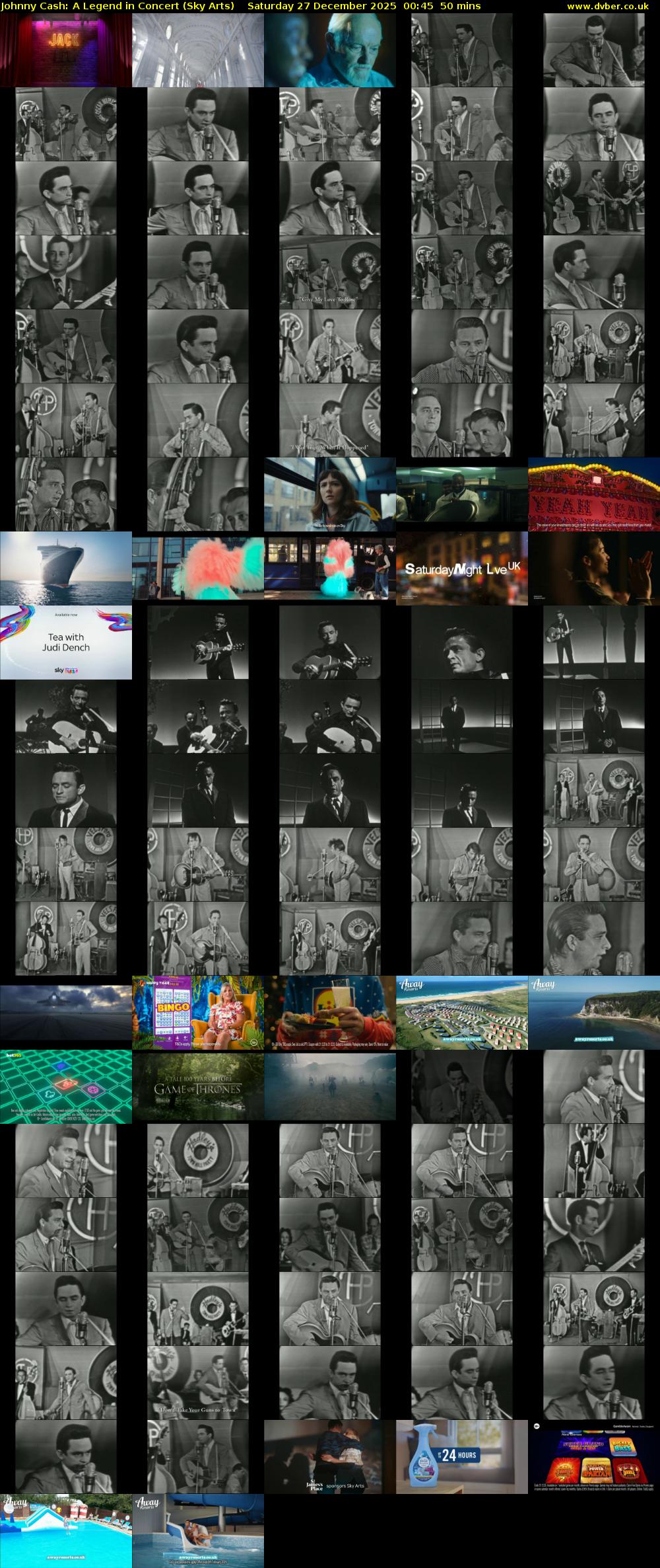 Johnny Cash: A Legend in Concert (Sky Arts) Saturday 27 December 2025 00:45 - 01:35