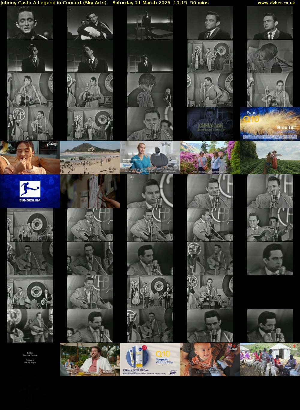 Johnny Cash: A Legend in Concert (Sky Arts) Saturday 21 March 2026 19:15 - 20:05