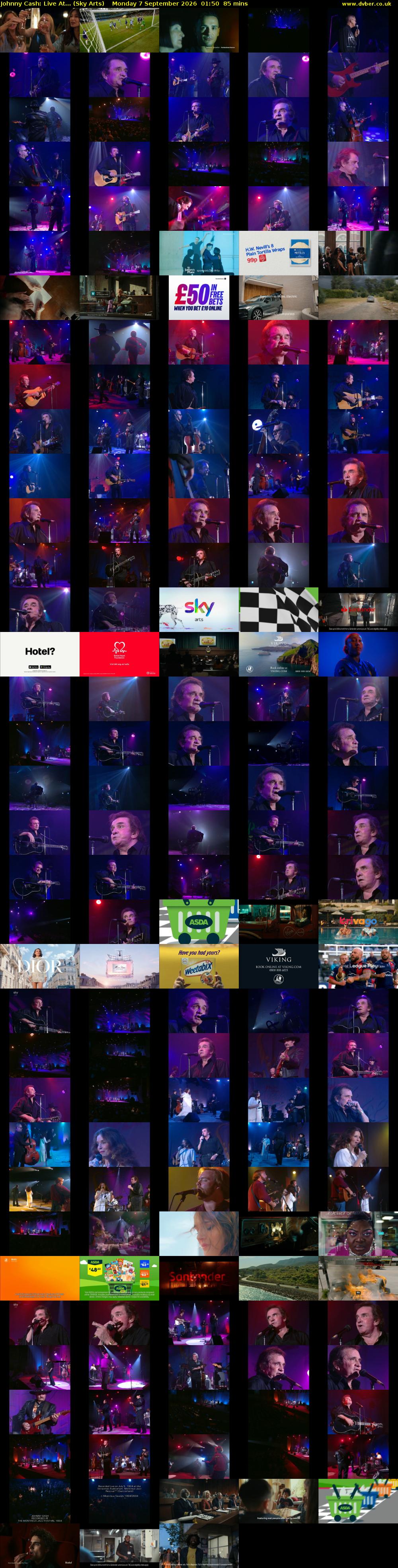 Johnny Cash: Live At... (Sky Arts) Monday 7 September 2026 01:50 - 03:15