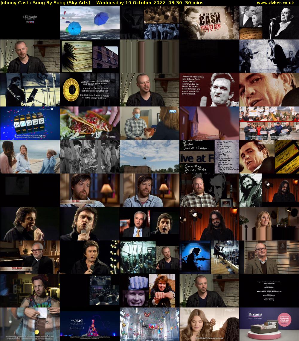 Johnny Cash: Song By Song (Sky Arts) Wednesday 19 October 2022 03:30 - 04:00