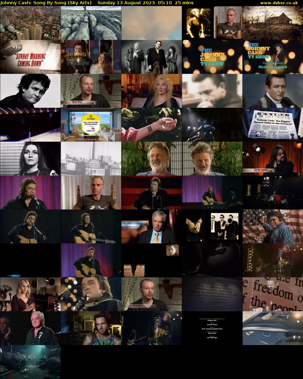 Johnny Cash: Song By Song (Sky Arts) Sunday 13 August 2023 05:10 - 05:35