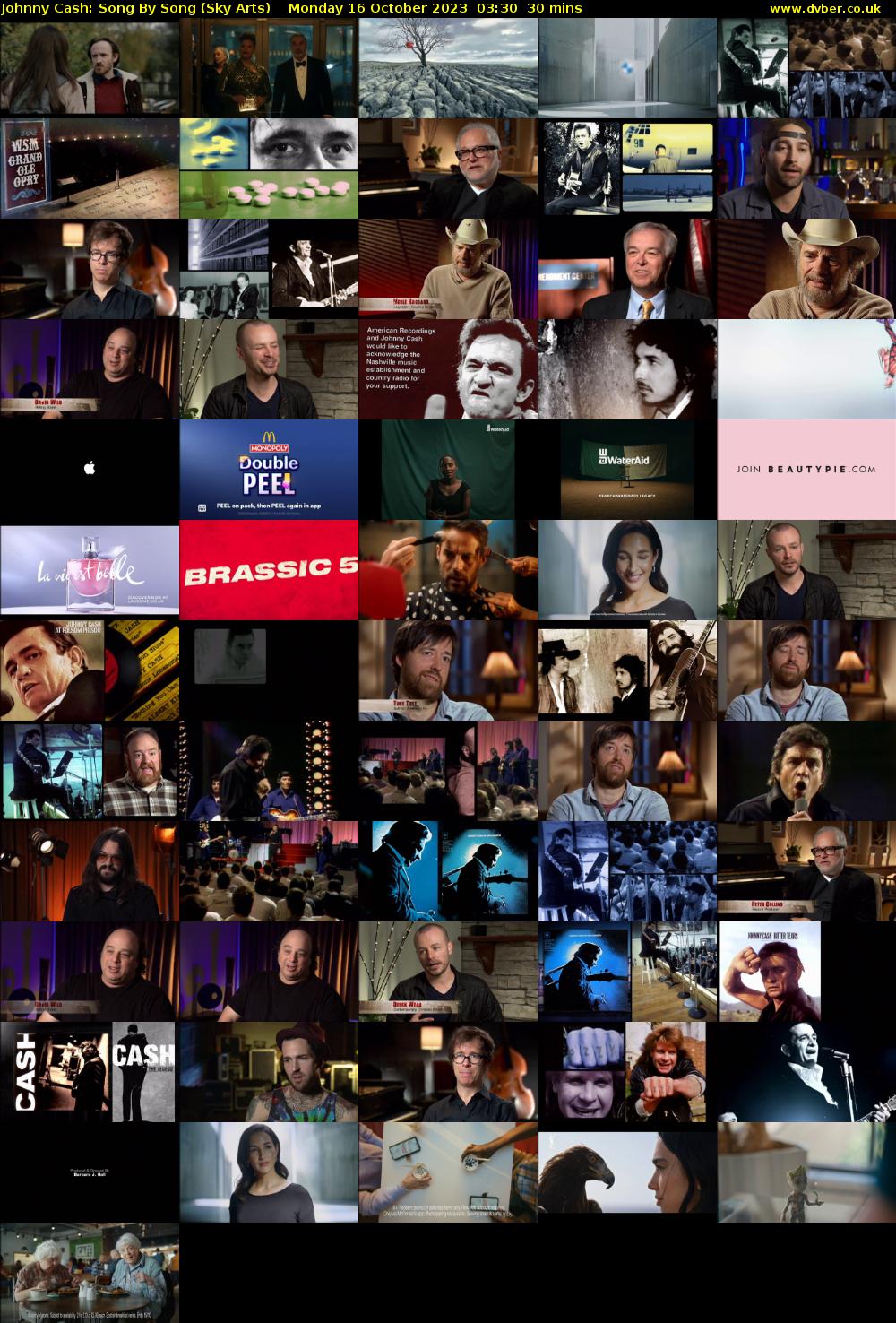 Johnny Cash: Song By Song (Sky Arts) Monday 16 October 2023 03:30 - 04:00