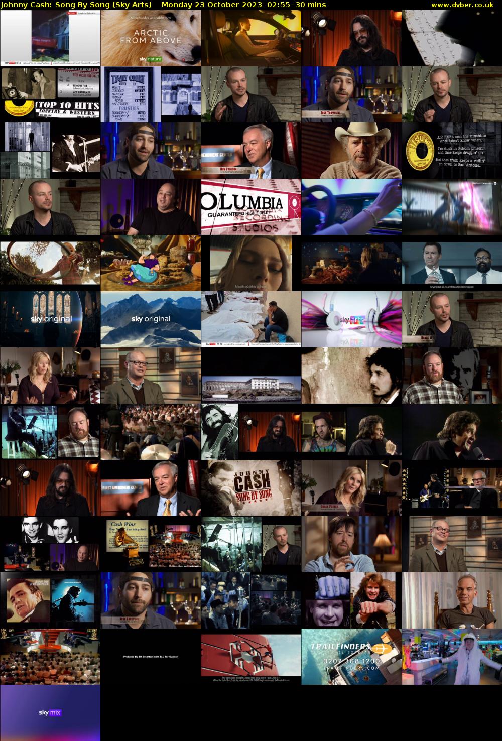 Johnny Cash: Song By Song (Sky Arts) Monday 23 October 2023 02:55 - 03:25