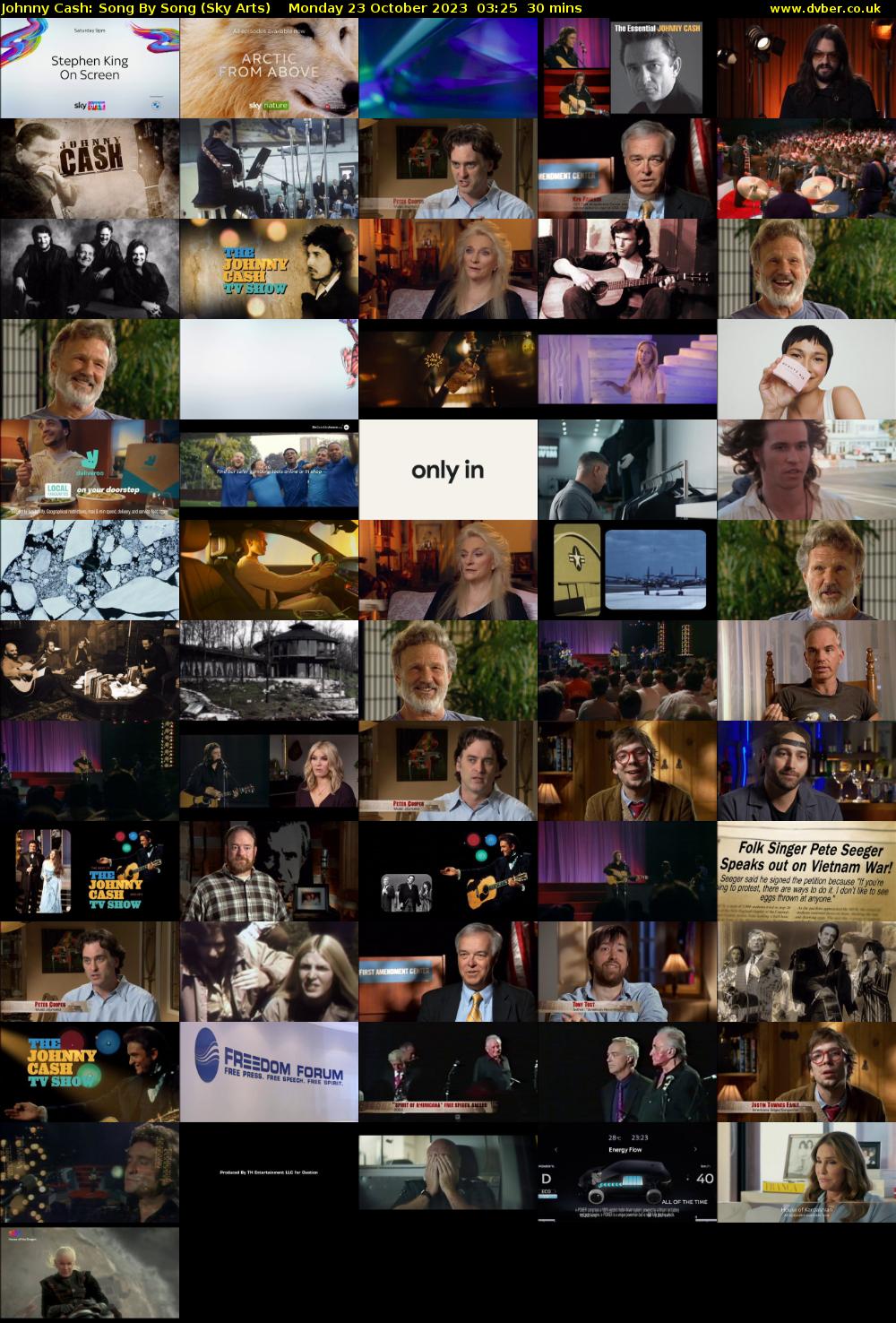 Johnny Cash: Song By Song (Sky Arts) Monday 23 October 2023 03:25 - 03:55