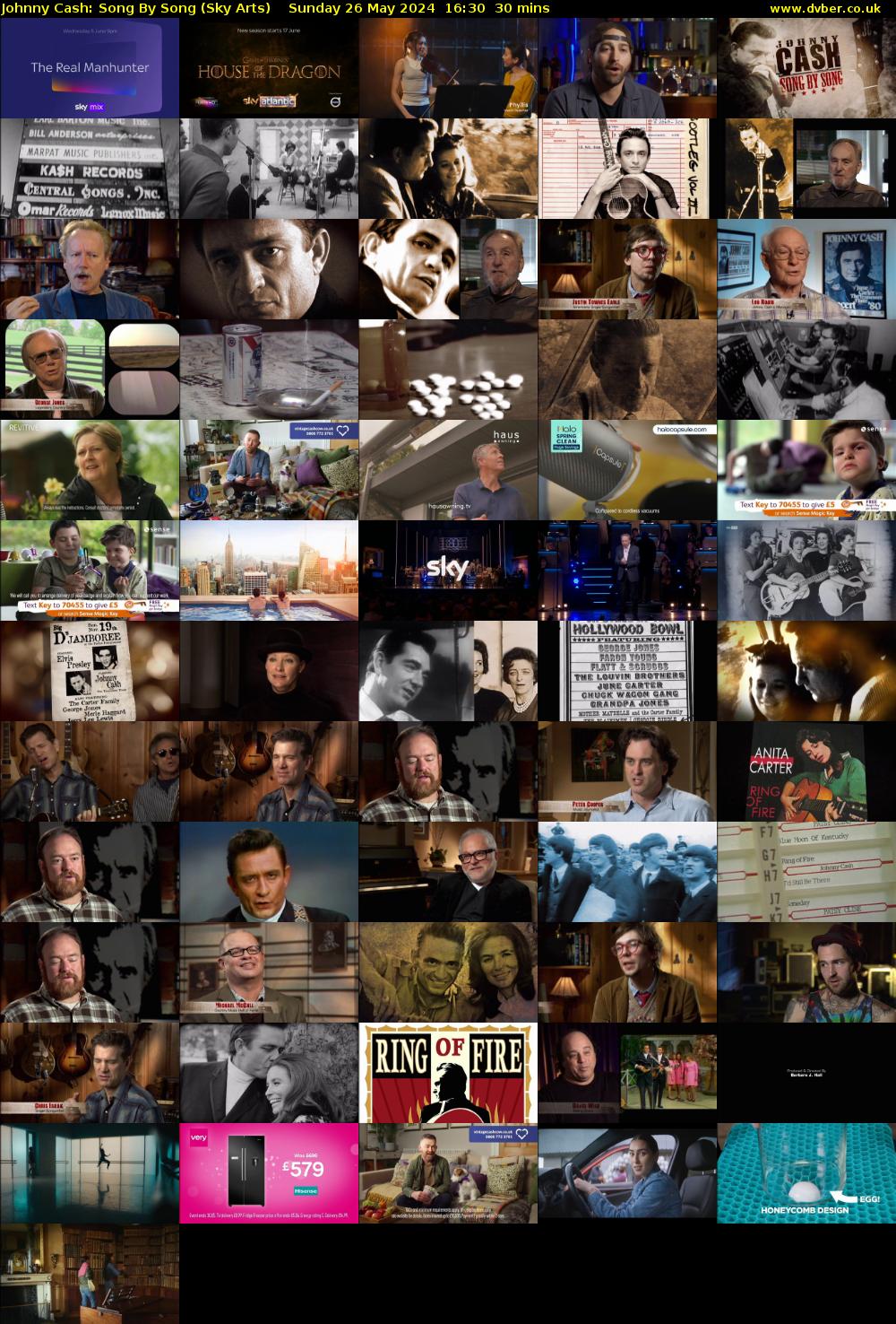 Johnny Cash: Song By Song (Sky Arts) Sunday 26 May 2024 16:30 - 17:00